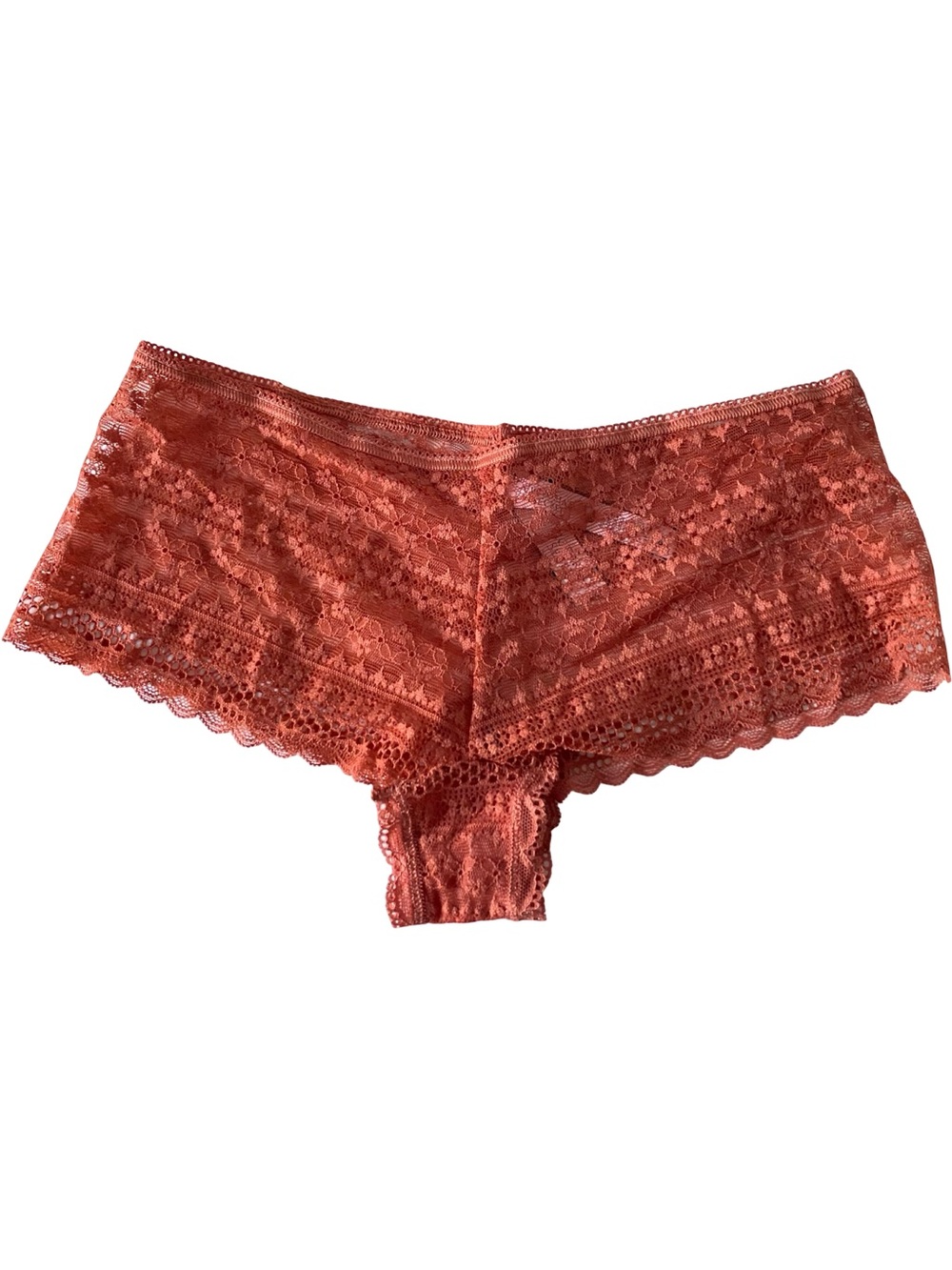 Victorias Secret Lace Cheeky Panties Rustic Orange Womens Intimate Shortie Small